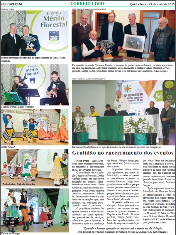 MATÉRIA CORREIO LIVRE 21 DE MAIO - EVENTOS FLORESTAIS