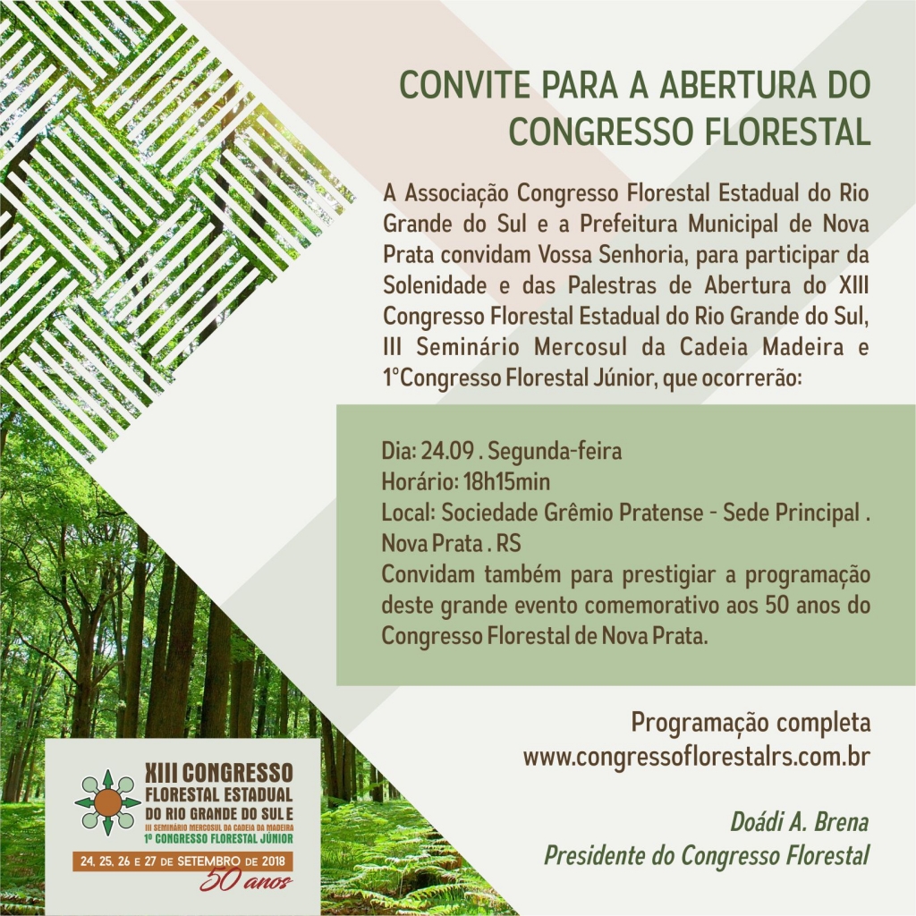 CONVITE PARA A ABERTURA DO CONGRESSO